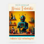 Retro Futuristische Robot ROBIA 12J2 Mixologist Acryl Bord (Voorkant)