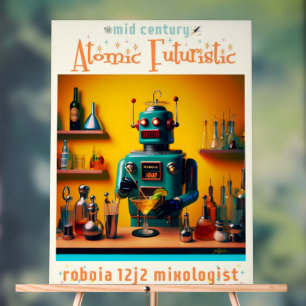 Retro Futuristische Robot ROBIA 12J2 Mixologist Acryl Bord