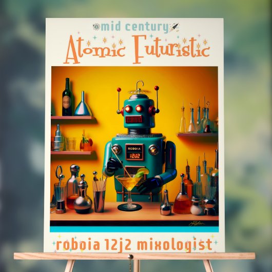 Retro Futuristische Robot ROBIA 12J2 Mixologist Acryl Bord (Neutraal)