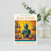 Retro Futuristische Robot ROBIA 12J2 Mixologist Briefkaart (Staand voorkant)