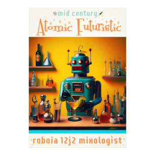 Retro Futuristische Robot ROBIA 12J2 Mixologist Foto Afdruk