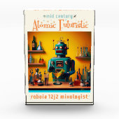 Retro Futuristische Robot ROBIA 12J2 Mixologist Fotoblokken (Voorkant)