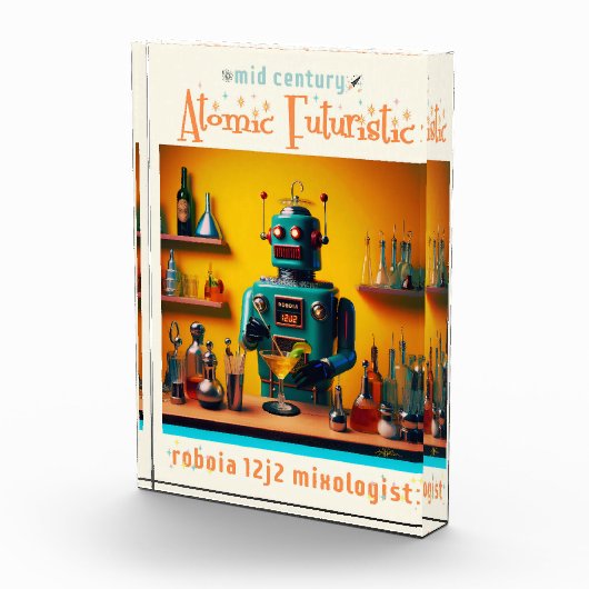Retro Futuristische Robot ROBIA 12J2 Mixologist Fotoblokken (Rechts)