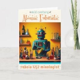 Retro Futuristische Robot ROBIA 12J2 Mixologist Kaart