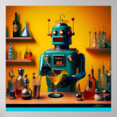 Retro Futuristische Robot ROBIA 12J2 Mixologist Poster (Voorkant)