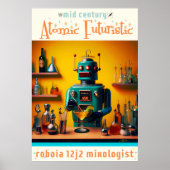Retro Futuristische Robot ROBIA 12J2 Mixologist Poster (Voorkant)