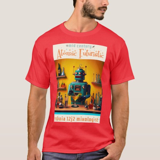 Retro Futuristische Robot ROBIA 12J2 Mixologist T-shirt (Voorkant)