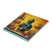 Retro Futuristische Robot ROBIA 12J2 Mixologist Tegeltje (Zijkant)