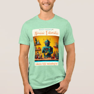 Retro Futuristische Robot ROBIA 12J2 Mixologist Tri-Blend Shirt