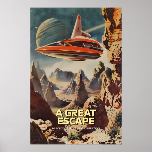 Retro-futuristische ruimte reis kunstprint Alien Poster (Voorkant)