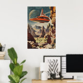 Retro-futuristische ruimte reis kunstprint Alien Poster (Thuiskantoor)