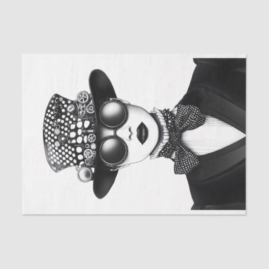 Retro Futuristische Steampunk Vrouw AC4 Decoupage Tissuepapier (Voorkant)