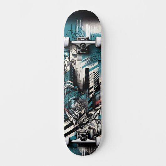 Retro-futuristische Tech Street Art Skateboard 1 (Voorkant)