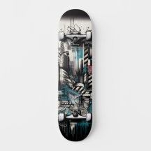 Retro-futuristische Tech Street Art Skateboard 2