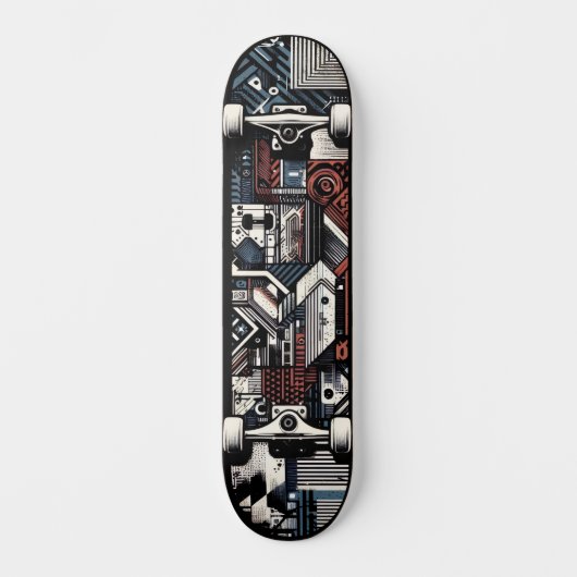 Retro-futuristische Tech Street Art Skateboard 20 (Voorkant)
