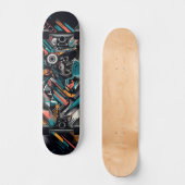 Retro-futuristische Tech Street Art Skateboard 21 (Voorkant)