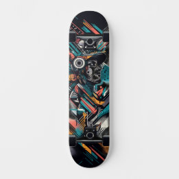 Retro-futuristische Tech Street Art Skateboard 21