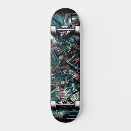 Retro-futuristische Tech Street Art Skateboard 24