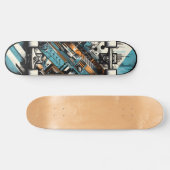 Retro-futuristische Tech Street Art Skateboard 3 (Horizontaal)