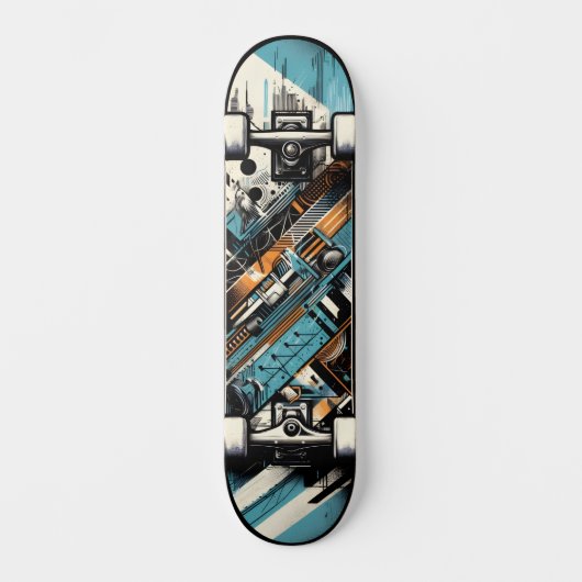 Retro-futuristische Tech Street Art Skateboard 3 (Voorkant)