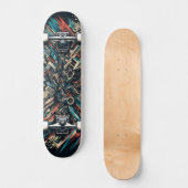 Retro-futuristische Tech Street Art Skateboard 32 (Voorkant)