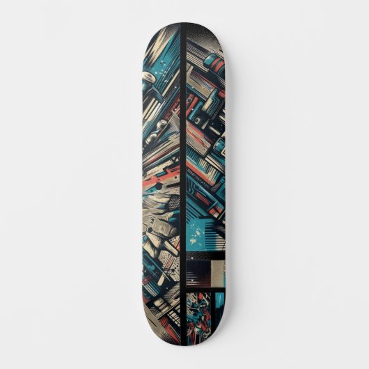 Retro-futuristische Tech Street Art Skateboard 33 (Voorkant)