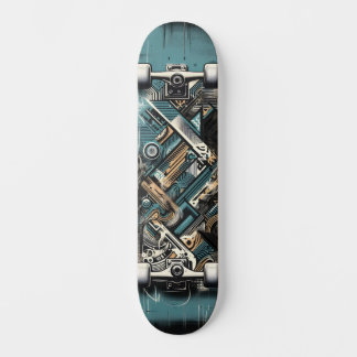 Retro-futuristische Tech Street Art Skateboard 34