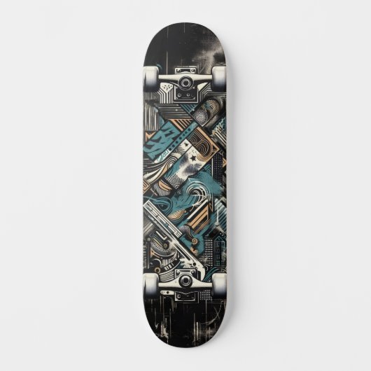 Retro-futuristische Tech Street Art Skateboard 35 (Voorkant)