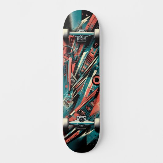Retro-futuristische Tech Street Art Skateboard 37 (Voorkant)