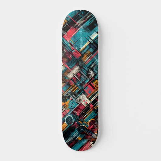 Retro-futuristische Tech Street Art Skateboard 39 (Voorkant)