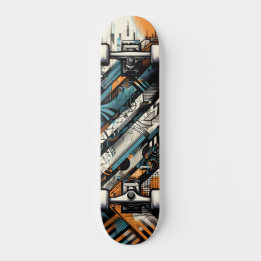 Retro-futuristische Tech Street Art Skateboard 4