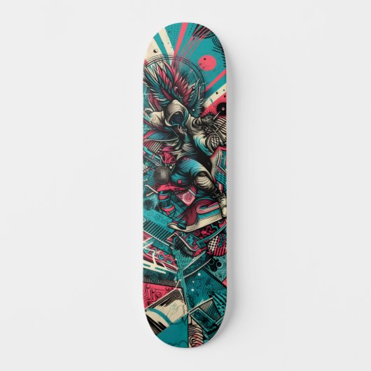 Retro-futuristische Tech Street Art Skateboard 7 (Voorkant)