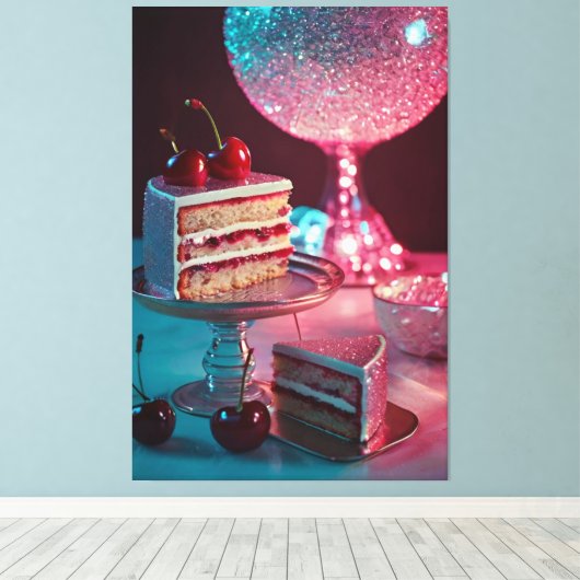 Retro futuristische uitgestrekte canvas print (Insitu (Houten vloer))