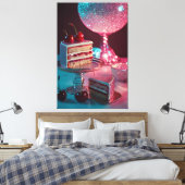 Retro futuristische uitgestrekte canvas print (Insitu (Slaapkamer))