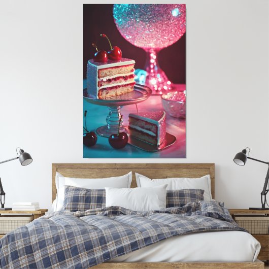 Retro futuristische uitgestrekte canvas print (Insitu (Slaapkamer))