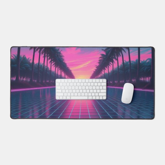Retro-futuristische Vaporwave Desk Mat met Neon Pa (Keyboard & Muis)