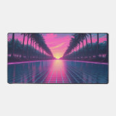 Retro-futuristische Vaporwave Desk Mat met Neon Pa (Voorkant)