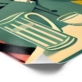 Retro Futuristische Zwarte Kat Martini Club Perfect Poster (Hoek)