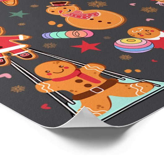 Retro Fysiotherapie Gingerbread Christmas Pt Fu Poster (Hoek)