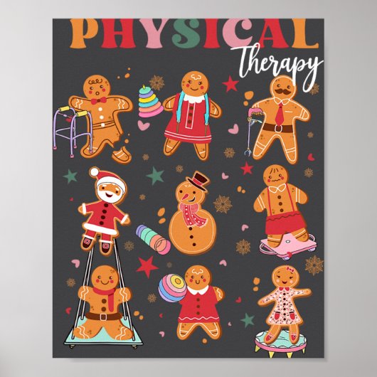 Retro Fysiotherapie Gingerbread Christmas Pt Fu Poster (Voorkant)