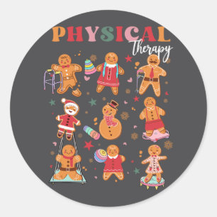 Retro Fysiotherapie Gingerbread Christmas Pt Fu Ronde Sticker