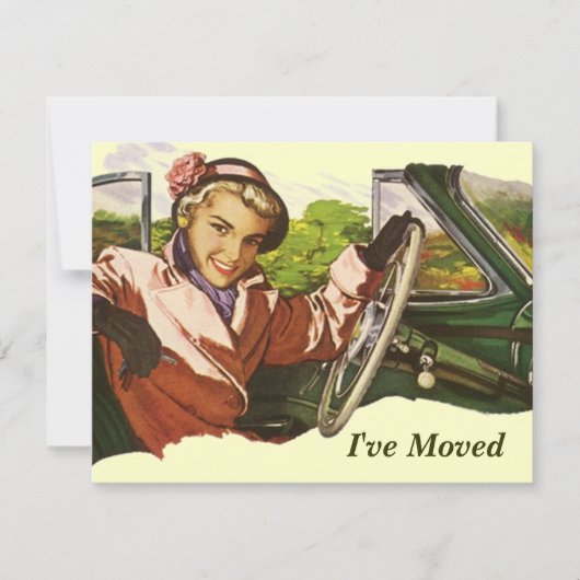 Retro Gal in Auto heb ik de Aankondiging van de (Voorkant)