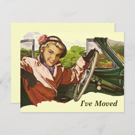 Retro Gal in Auto heb ik de Aankondiging van de (Voorkant / Achterkant)