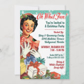 Retro Gal Kerstfeest Uitnodigen - Oh wat leuk! Kaart (Voorkant)