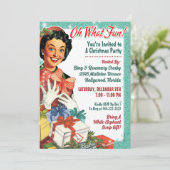 Retro Gal Kerstfeest Uitnodigen - Oh wat leuk! Kaart (Staand voorkant)