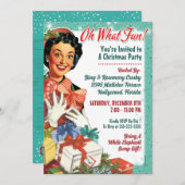 Retro Gal Kerstfeest Uitnodigen - Oh wat leuk! Kaart (Voorkant / Achterkant)