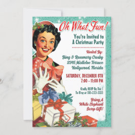 Retro Gal Kerstfeest Uitnodigen - Oh wat leuk! Kaart