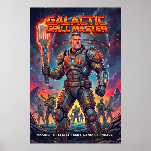 Retro Galactic Grill Master Sci-Fi Parody Poster (Voorkant)