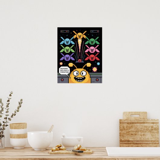 Retro Galaga Galagans Poster (Keuken)