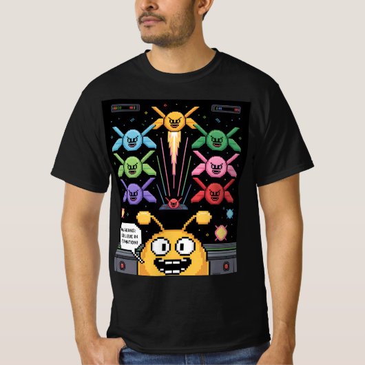 Retro Galaga Galagans T-Shirt - Geloof in Format (Voorkant)